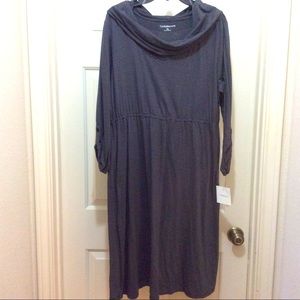 New Croft & Barrow XL gray stripe cowl neck dress